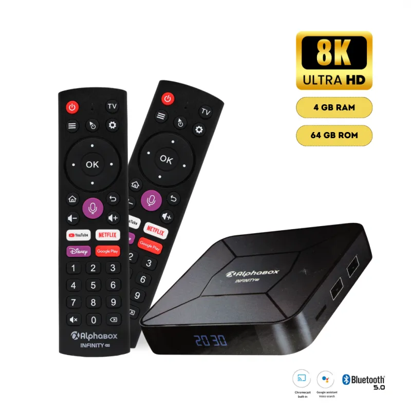 Box Android Alpha Infinity 8K 4Go/32Go+12MOIS(Alpha+diwen+ta3limiya+chahed+360 aljazira)