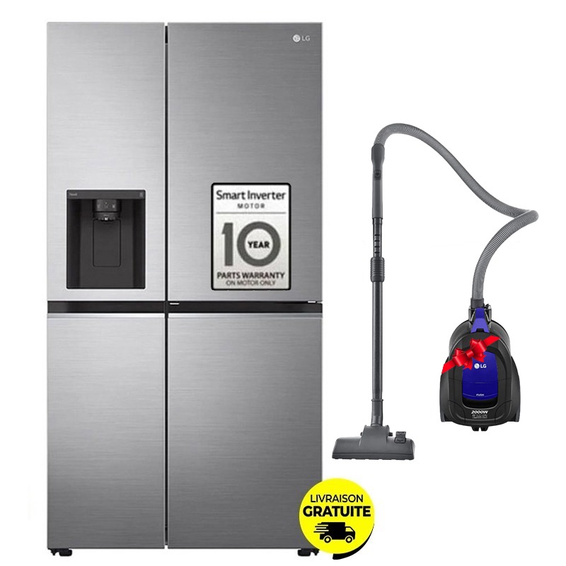 Réfrigérateur Side By Side Inverter LG GC-J257SL2S 674L NoFrost + Aspirateur
